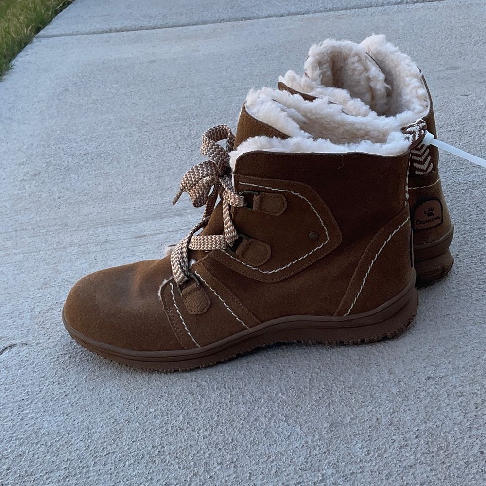 Take 50% OFF-BearPaw Warm Brown Kids Winter Boots with Faux Fur Lining, Sz-12